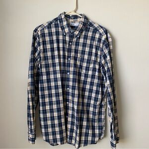 Sonoma Navy and Yellow Plaid Button Down Shirt Size Large